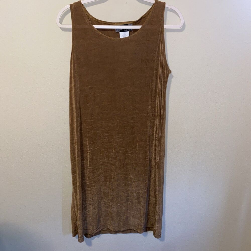 Slinky Brand Women’s Sleeveless Shirt Dress Brown